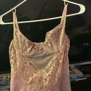 A lilac purple silk lingerie dress